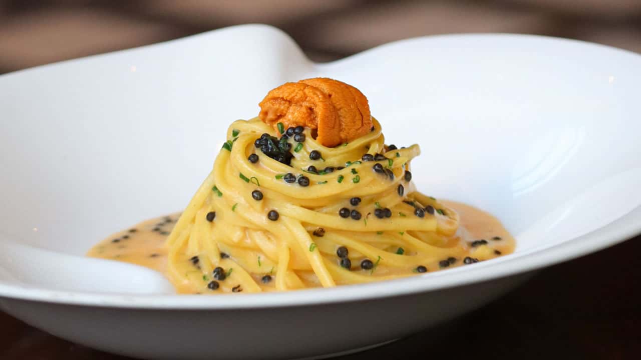 Yolan signature dishes Cacio e Pepe with CaviarRisotto with seasonal trufflesPollo al Mattone (Chicken under a brick)Multi-course Tasting Menus